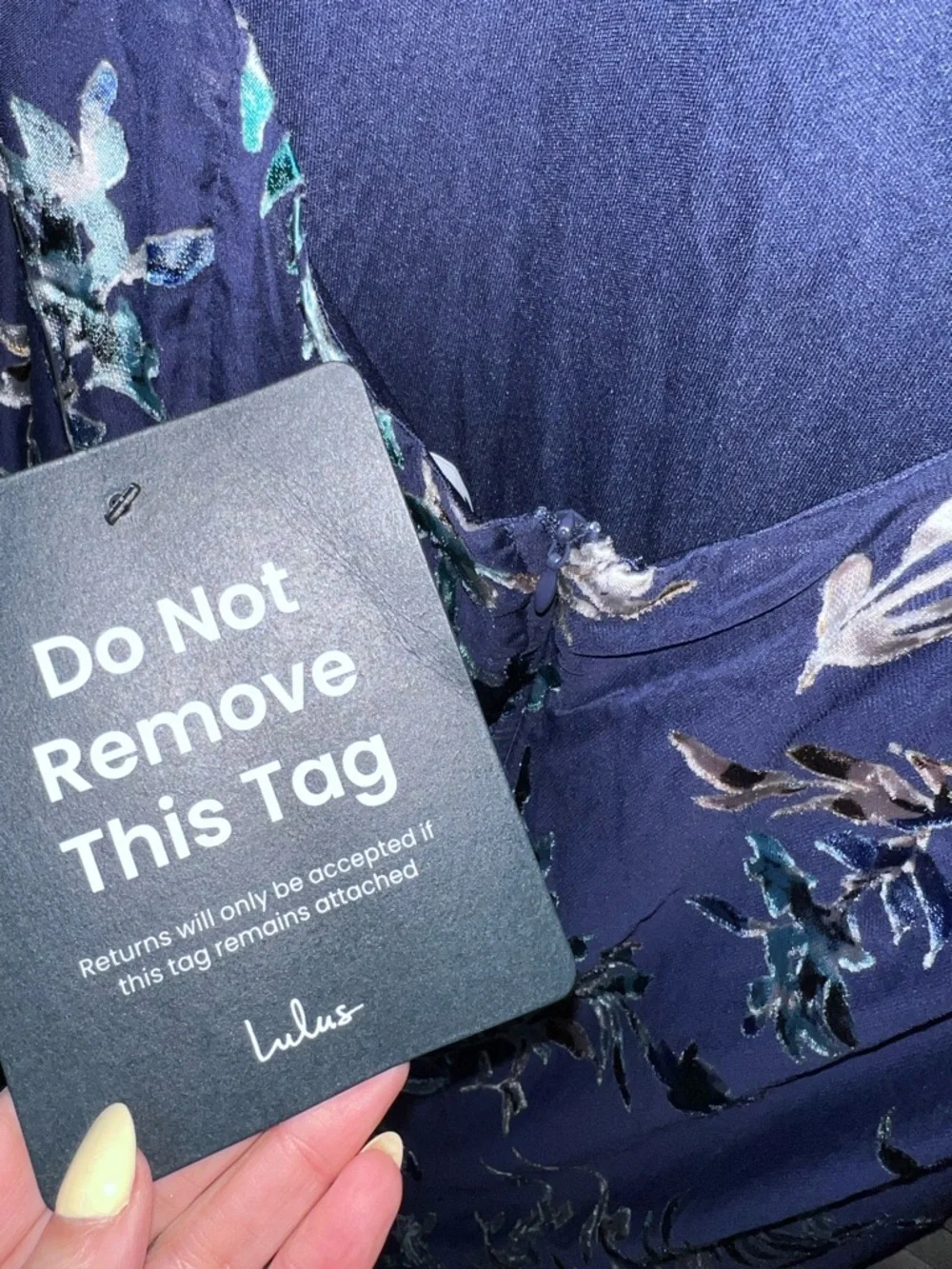 Lulu's Lizbeth Navy Floral Jacquard Backless Halter Midi Dress with Side Slit - Picture 8 of 15